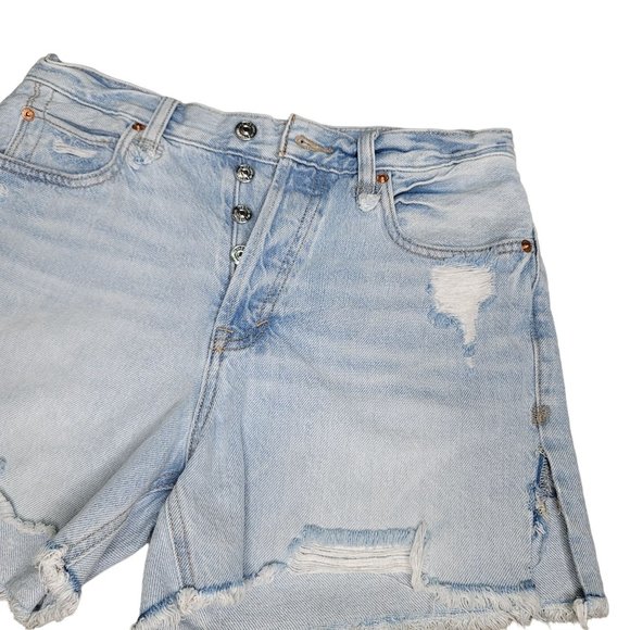 We The Free raw hem denim shorts light wash button fly denim jean shorts 165/68a - Picture 6 of 6